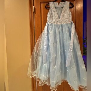 Elegant Blue Lace Kids Dress Pageant 11-12yrs old